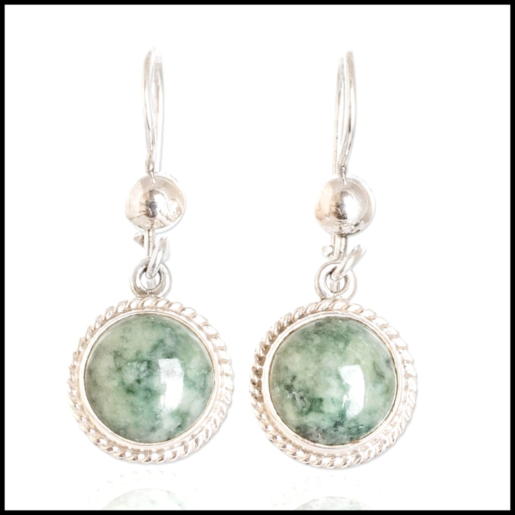 Artisan Handcrafted Jade Dangle Earrings Sterling Silver Elegant Statement